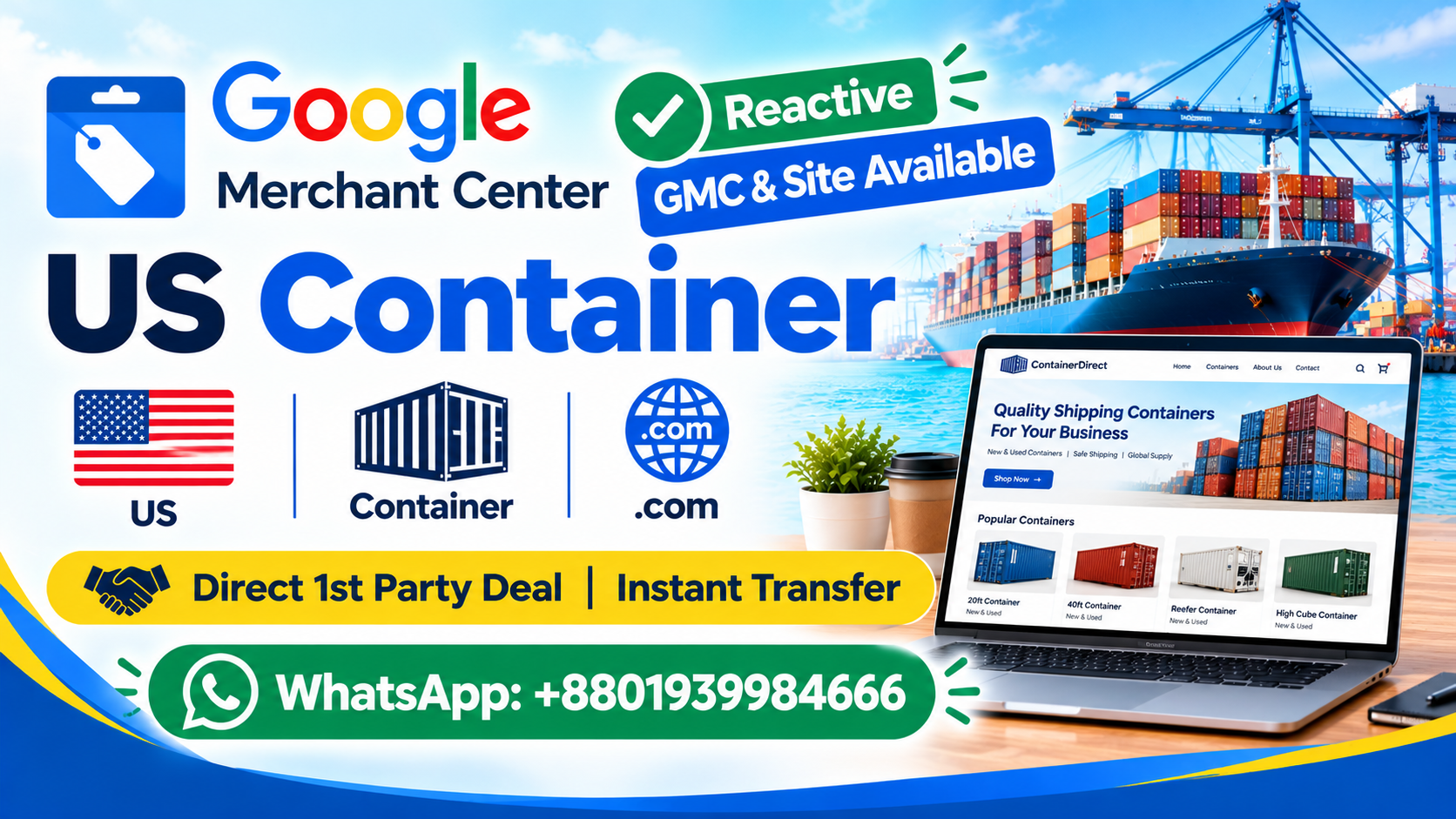 One Time US Reactive GMC & Site Available (Container, .com)